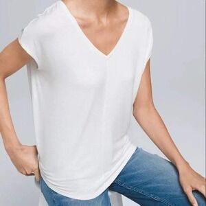 White House Black Market White V-Neck Chain Trim Sleeveless Top XS NWT